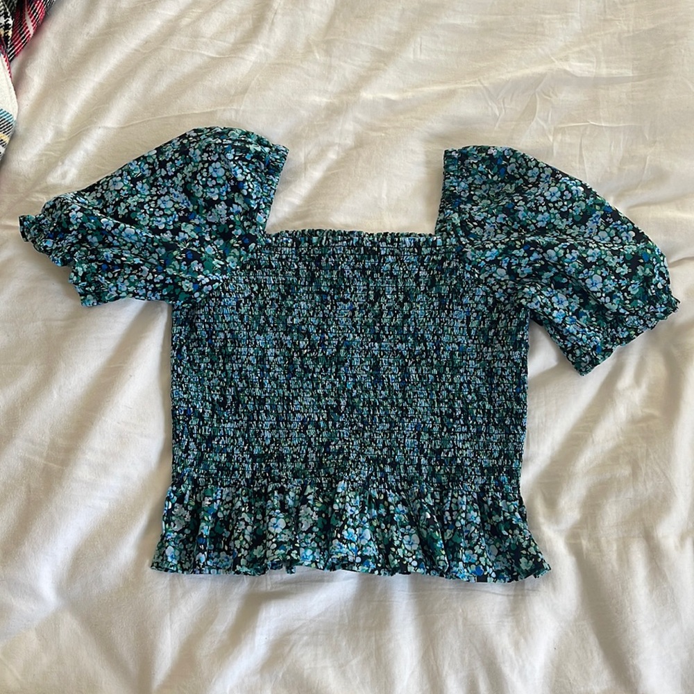 J. Crew Factory Smocked Square Neck Cropped Top - Worn Once